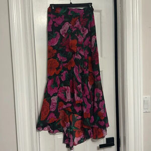 The Kooples 100% silk midi chiffon floral skirt